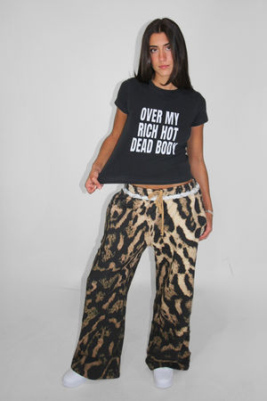 Over My Rich Hot Dead Body Baby Tee in Washed Black