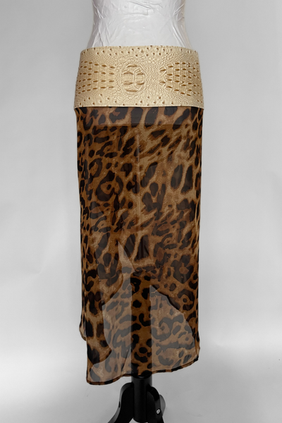 Load image into Gallery viewer, BELTED MINI — CREAM CROC / LEOPARD DRAPE
