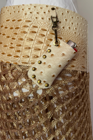 BELTED MINI — CREAM CROC / 14 KARAT