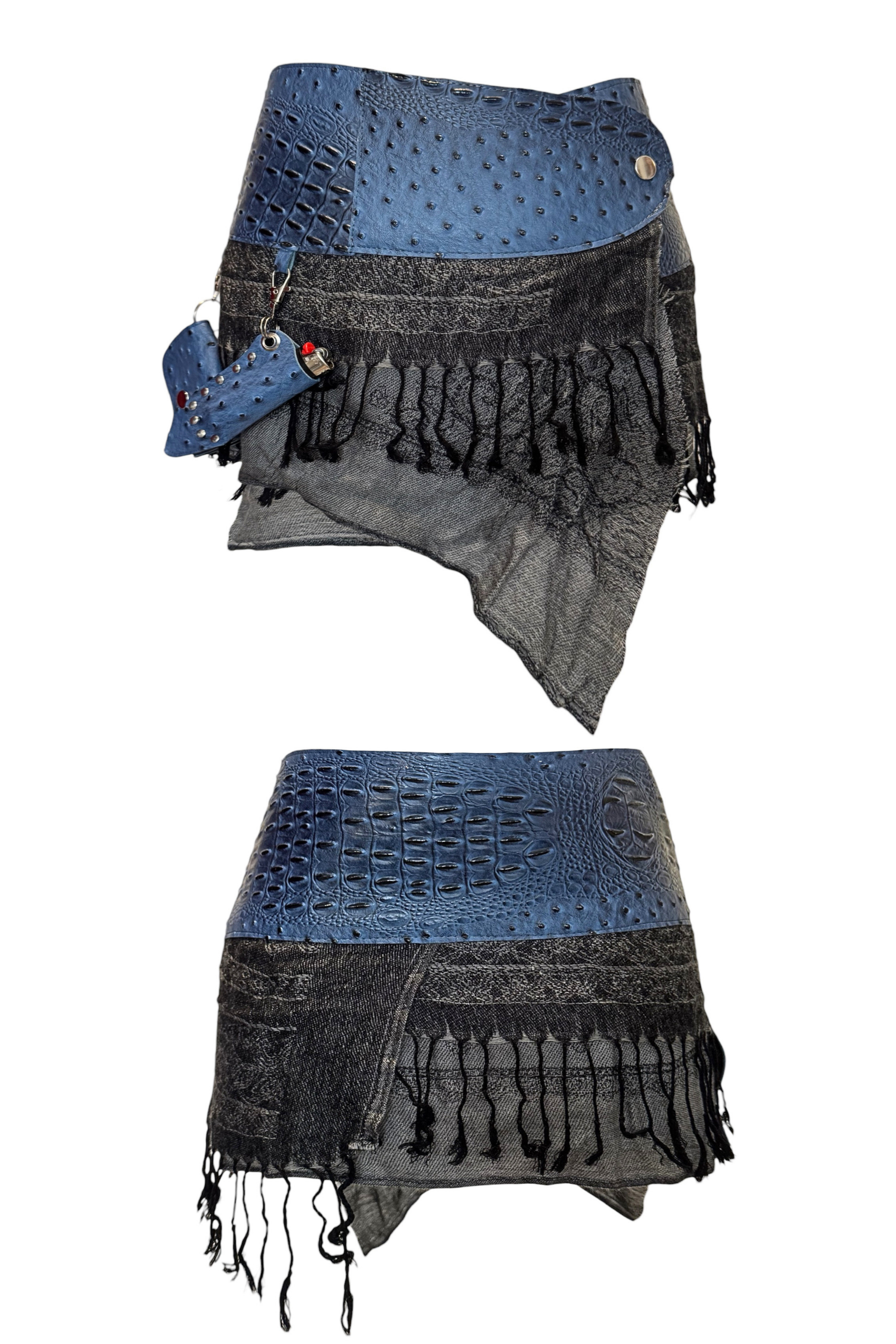 BELTED MINI — BLUE CROC / FRINGE