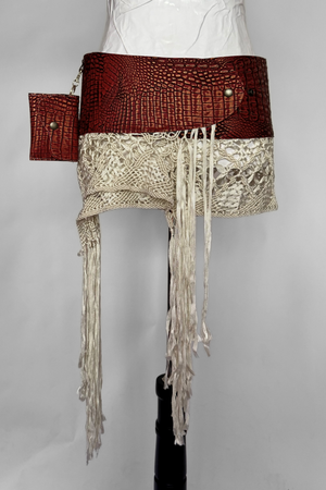 BELTED MINI — RED CROC / ANTIQUE FRINGE MINI