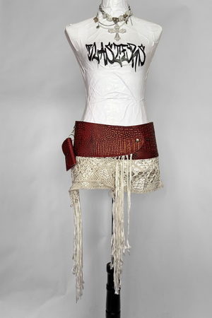 BELTED MINI — RED CROC / ANTIQUE FRINGE MINI