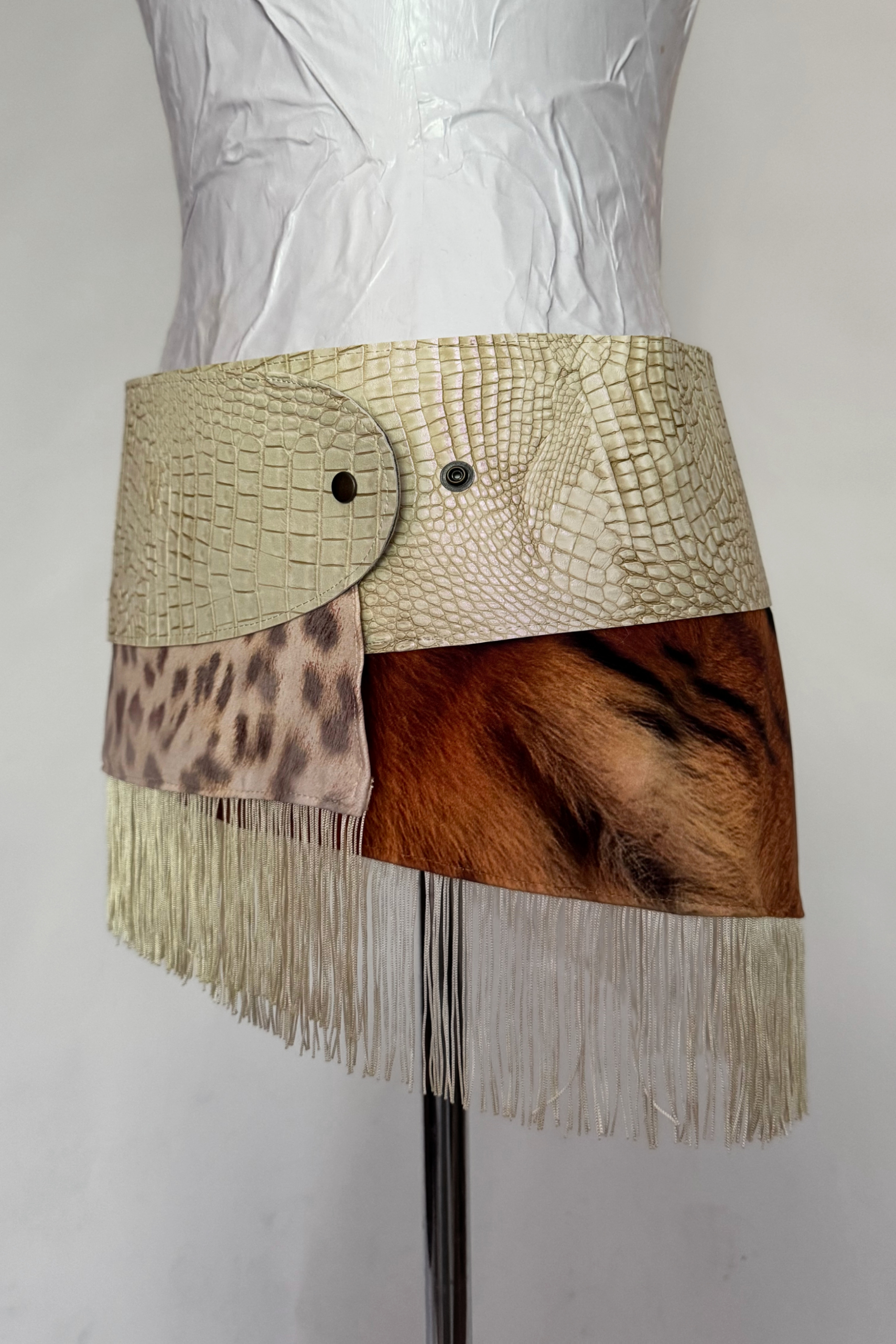 BELTED MINI — IVORY CROC / MIXED PRINT