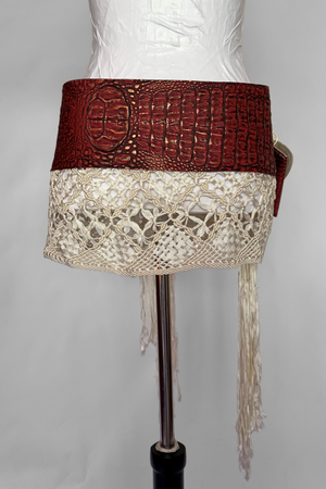 BELTED MINI — RED CROC / ANTIQUE FRINGE MINI