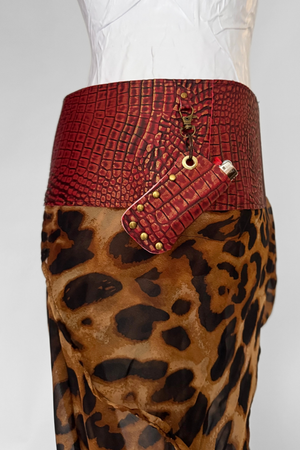 BELTED MINI — RED CROC / LEOPARD DRAPE