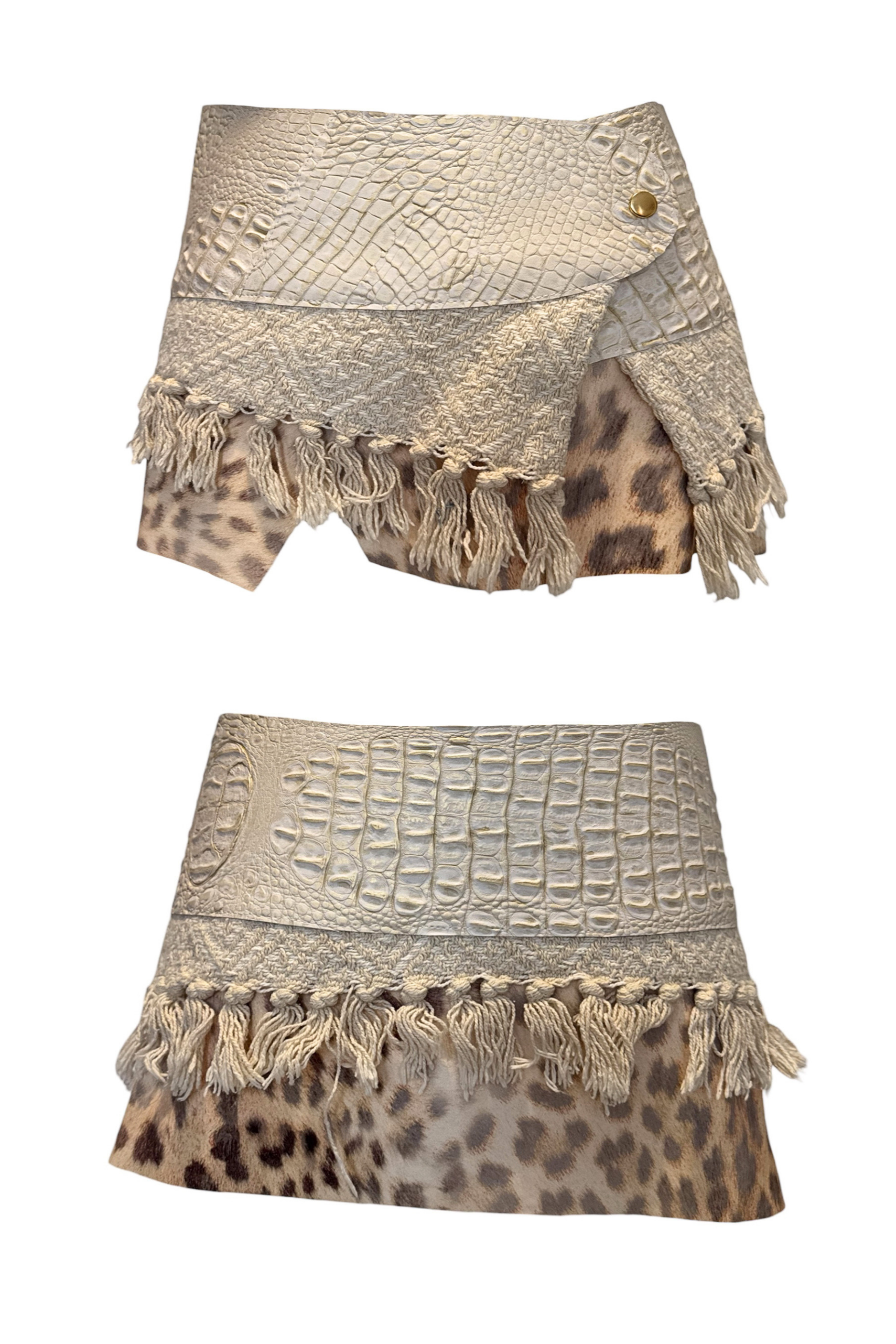 BELTED MINI — IVORY CROC / TEXTURED FRINGE