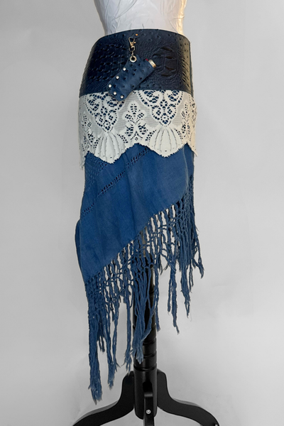 Load image into Gallery viewer, BELTED SKIRT — BLUE CROC / MON CHÉRI
