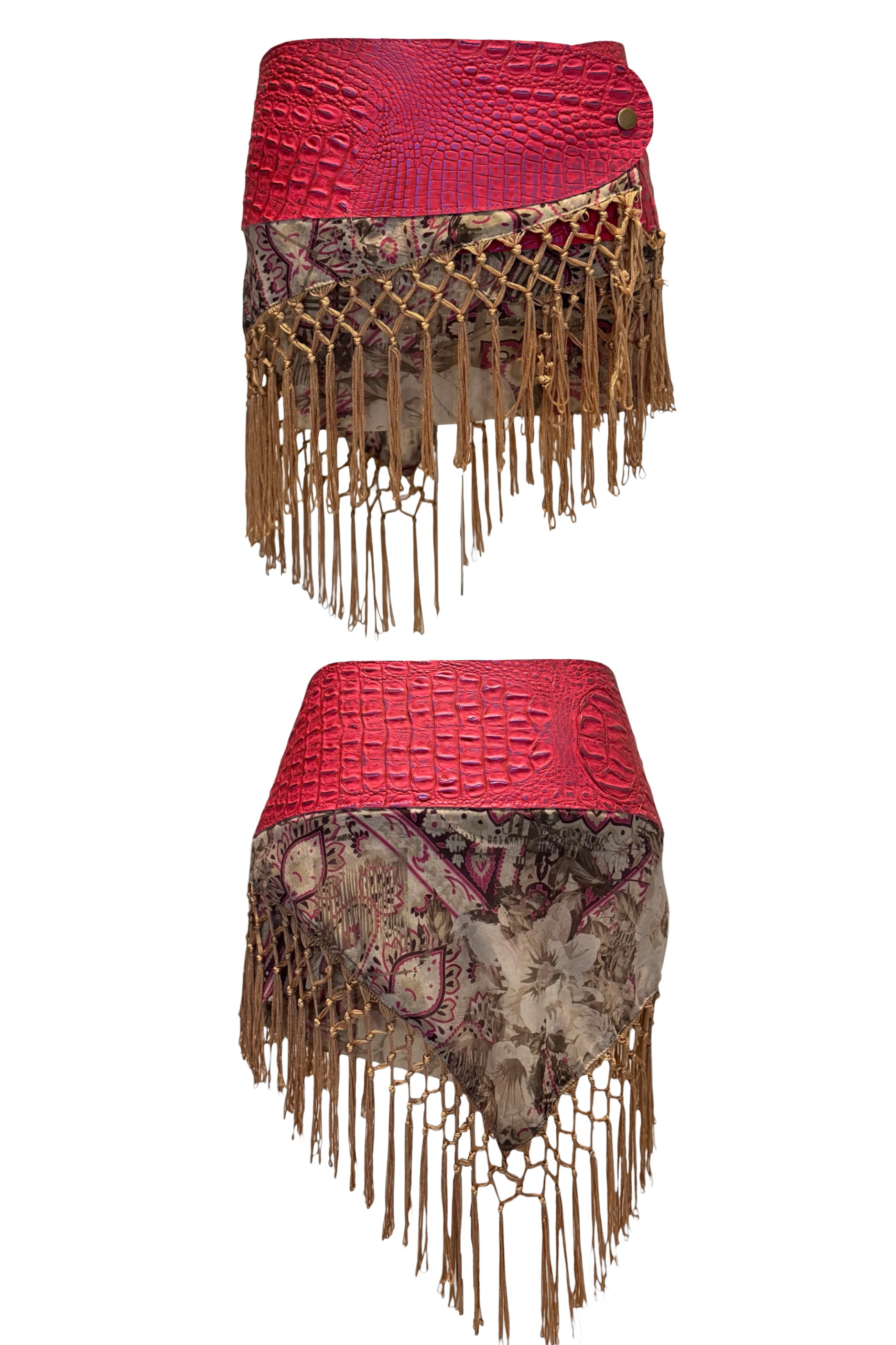 BELTED MINI — HOT PINK CROC / FRINGE