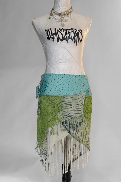 Load image into Gallery viewer, BELTED SKIRT — ICEY CROC / LAGOON

