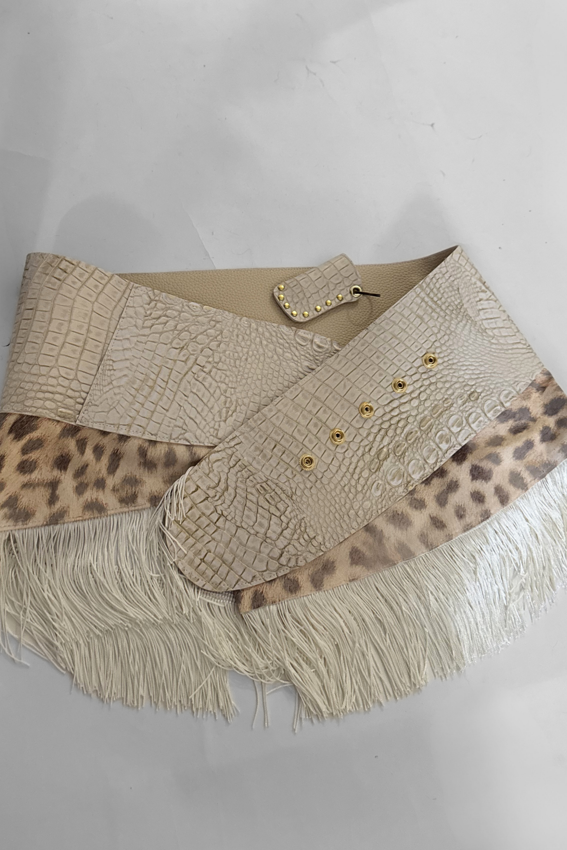 BELTED MINI — IVORY CROC / LEOPARD