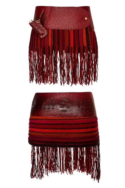 Load image into Gallery viewer, BELTED MINI — BURGUNDY CROC / SUNSET
