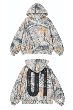 Waffle Knit Zip Up in Camo