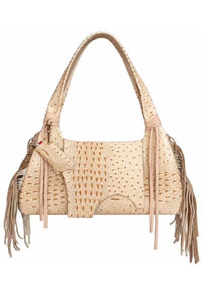 Load image into Gallery viewer, The Fringe Flap Bag in Crème
