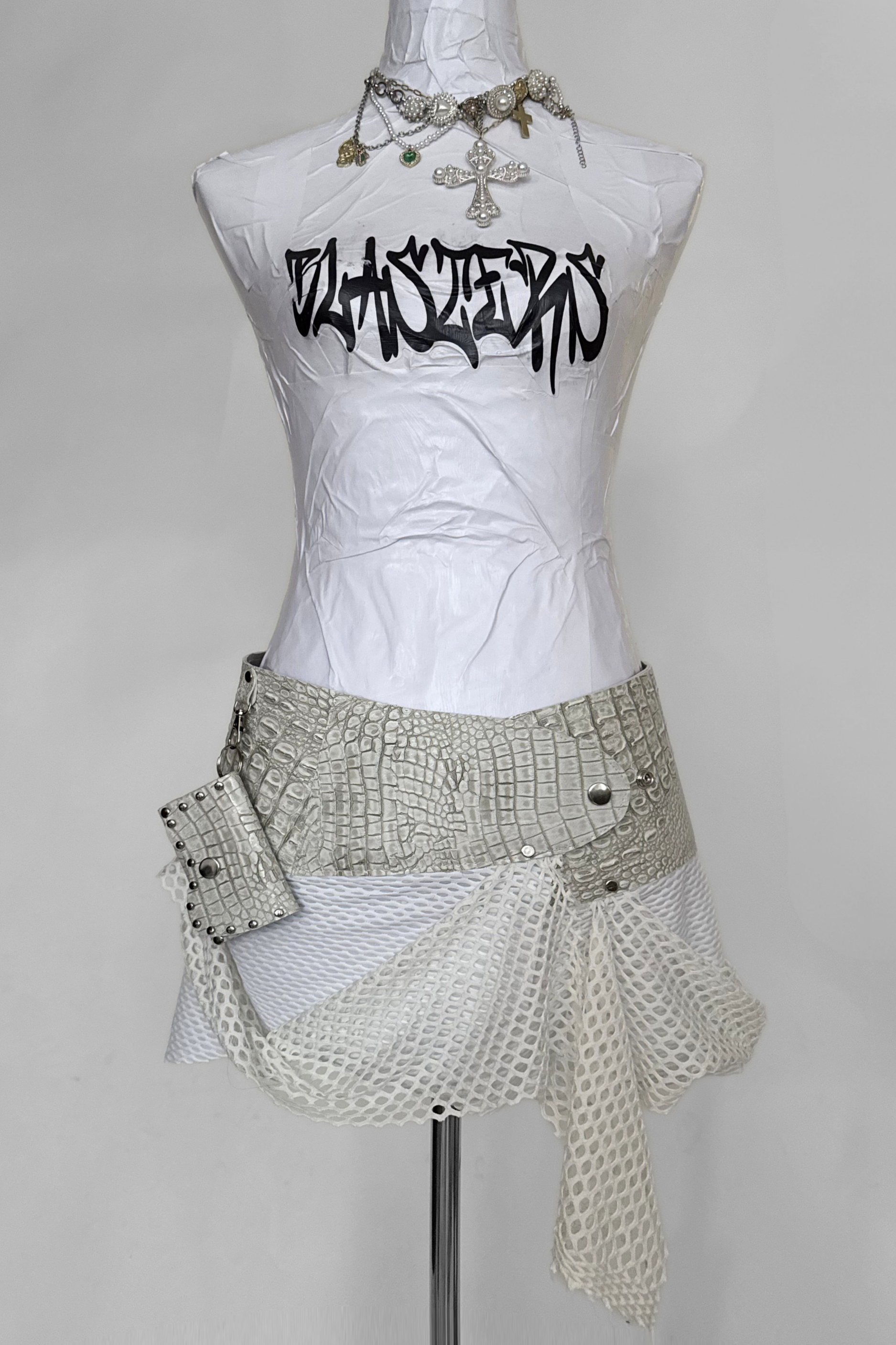 BELTED MINI — WHITE CROC / MESH