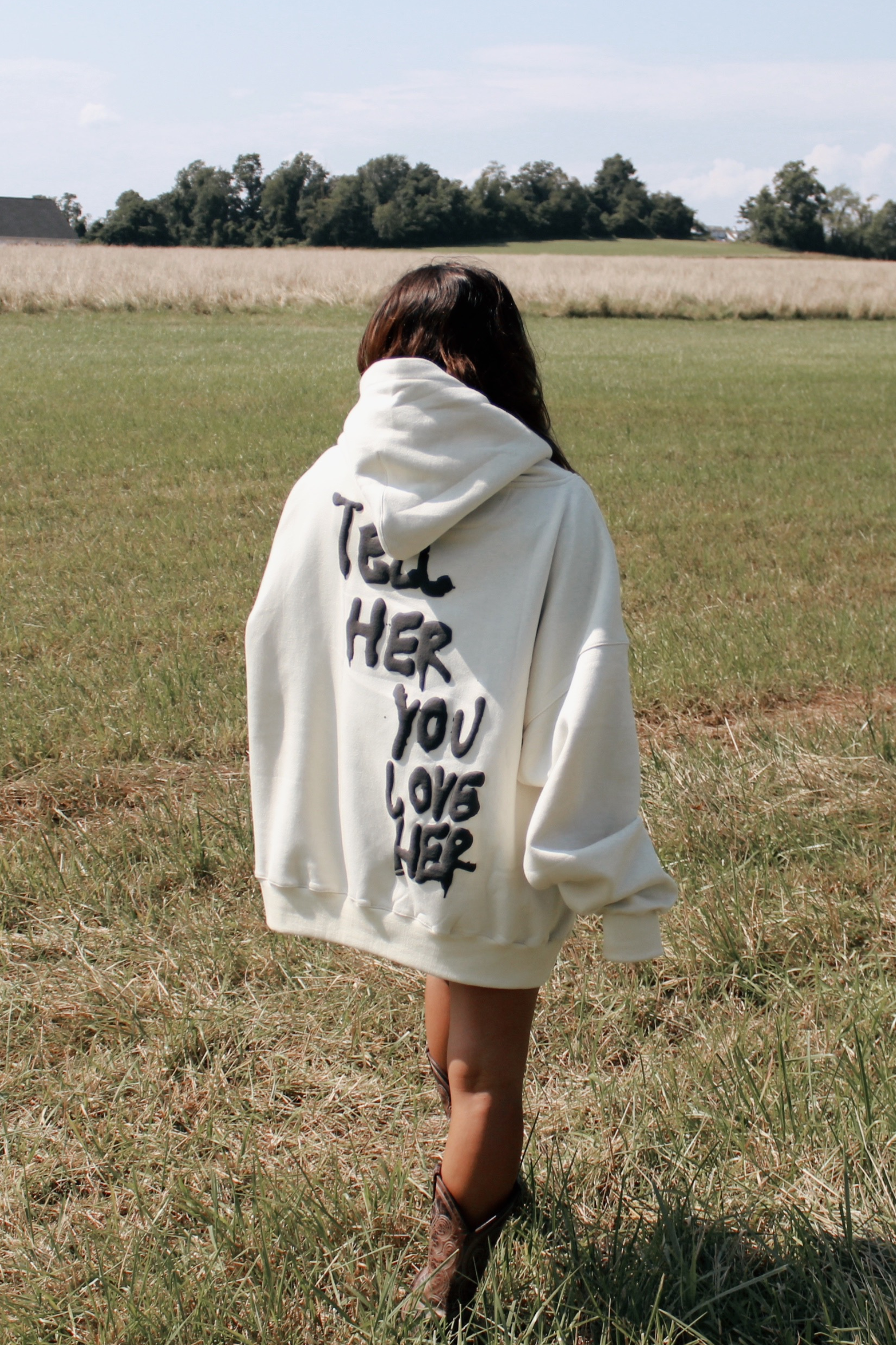 Tell Her You Love Her Hoodie in Cream