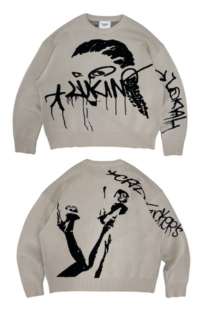 Graffiti Knit Crewneck Sweater