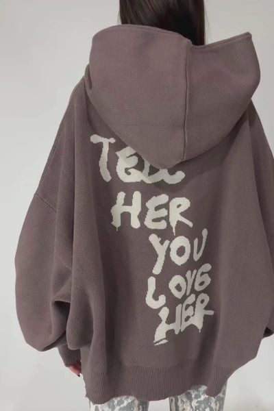 Load and play video in Gallery viewer, Slouchy Knit Hoodie in Truffle
