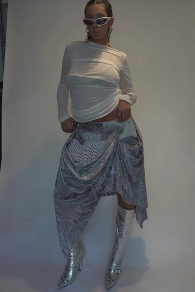 Load and play video in Gallery viewer, BELTED SKIRT — VIPER / REGAL DRAPE
