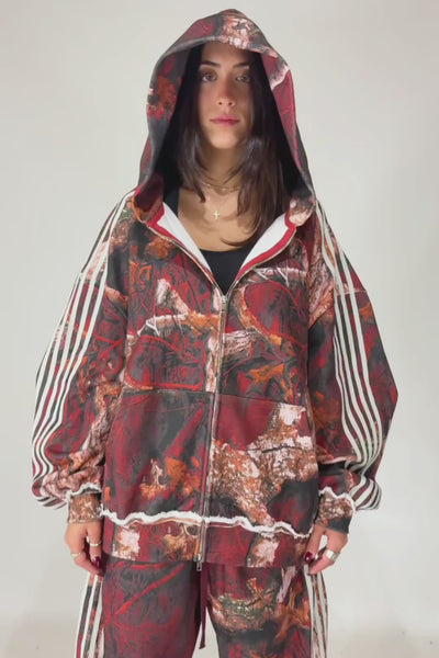 Load and play video in Gallery viewer, Fire Camo Double Zip Hoodie
