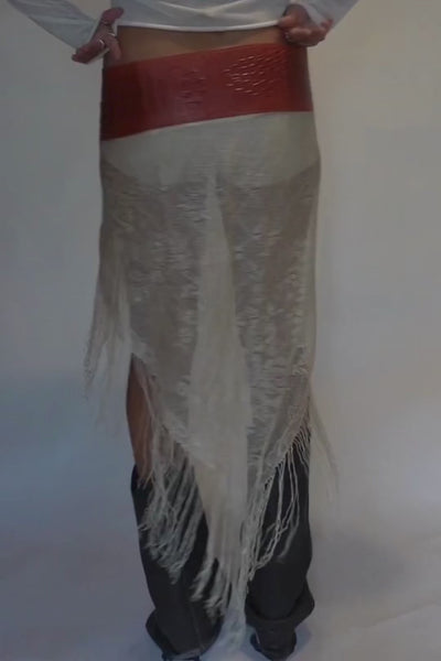 Load and play video in Gallery viewer, BELTED SKIRT — ORANGE CROC / ÉTOILE
