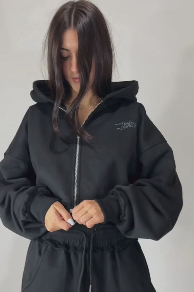 Double Zip Crop Hoodie