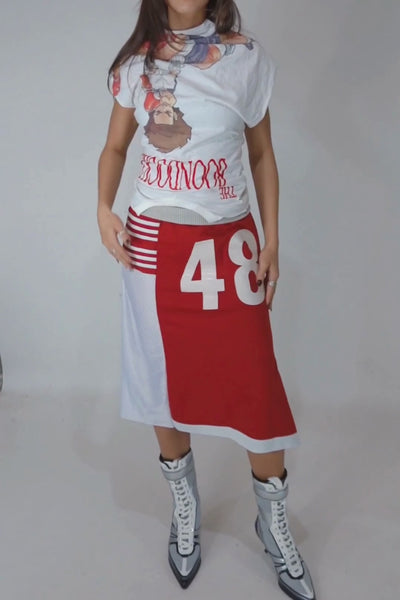 Load and play video in Gallery viewer, RECONSTRUCTED JERSEY SKIRT 01
