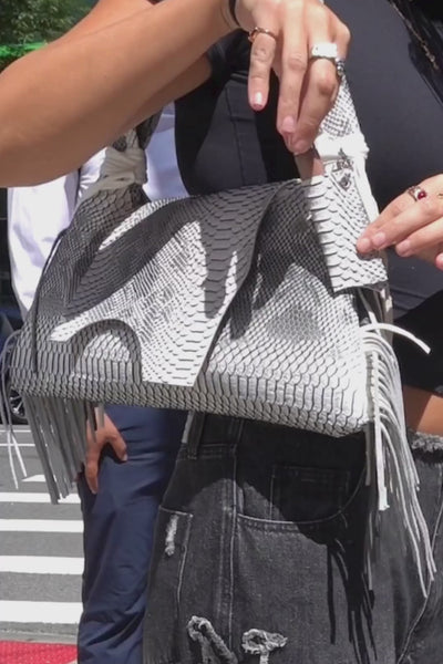 Load and play video in Gallery viewer, The Fringe Flap Bag in Viper
