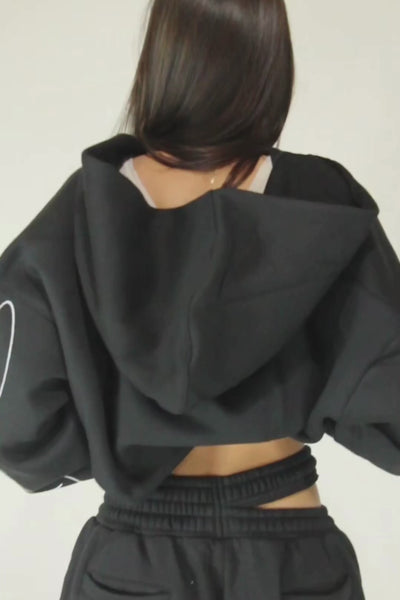 Load and play video in Gallery viewer, Double Zip Hoodie in Black
